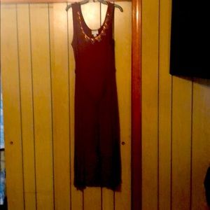 Maroon floor length dress made by Ava & Viv